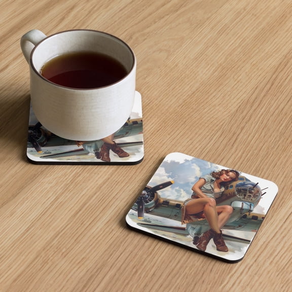 VINTAGE WWII PIN-UP MODELS - Cork-back coaster