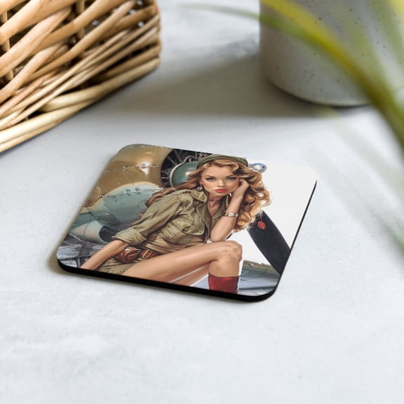 VINTAGE WWII PIN-UP MODELS - Cork-back coaster