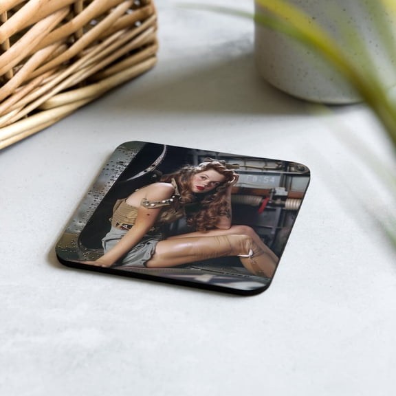 VINTAGE WWII PIN-UP MODELS - Cork-back coaster