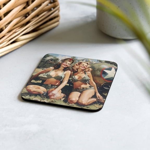 VINTAGE WWII PIN-UP MODELS - Cork-back coaster