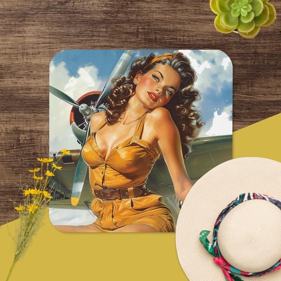 VINTAGE WWII PIN-UP MODELS - Cork-back coaster