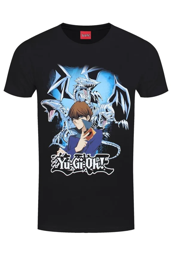 VINTAGE Yu- Gi-Oh! Kaiba Blue Eyes Men's Black T-Shirt