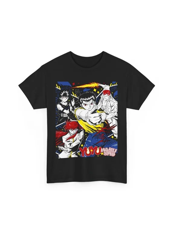 VINTAGE Yu Yu Hakusho T-shirt,Yusuke,Hiel,Kuwabara And Kurama T-shirt Black
