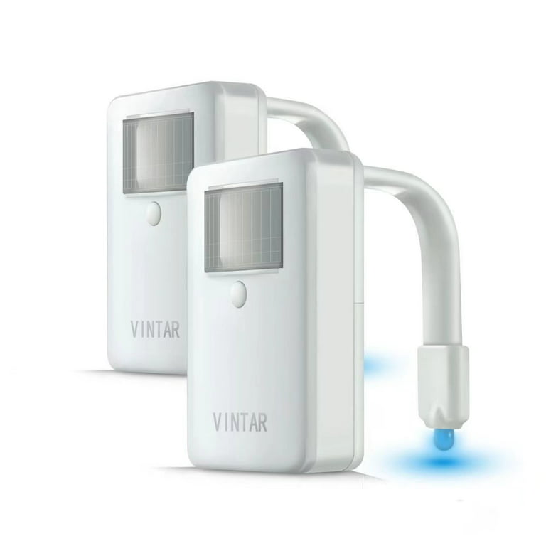 VINTAR 2 Pack 16 Color Toliet Night Light Motion Sensor LED Multi-Color  Toilet Light Toilet Motion Activated, 5-Stage Dimmer, Light Detection, Cool