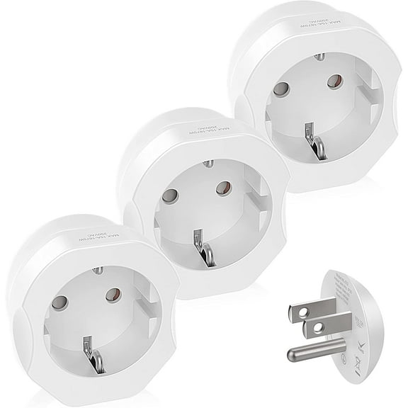VINTAR 3 Pack Europe to US Plug Adapter, Universal Travel Adapter, EU to US Power Adapter, Plug Converter, Europen to USA Travel Plug Type C E F Plugs to US Power Adapter