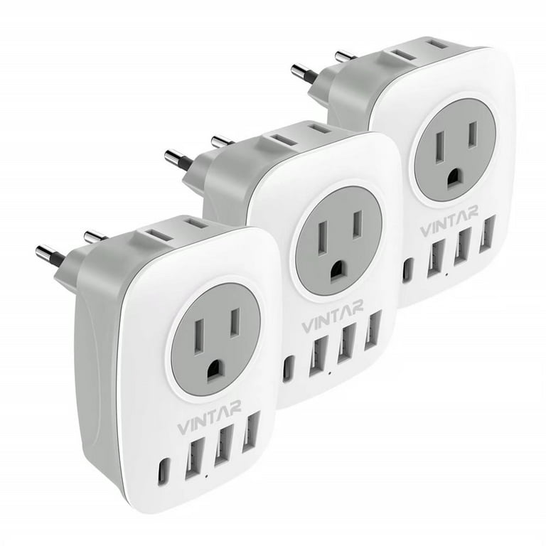 6 Pack US to Europe Plug Adapter - Type C European Travel Adapter, Wall  Plug Power Converter for Europe (White)