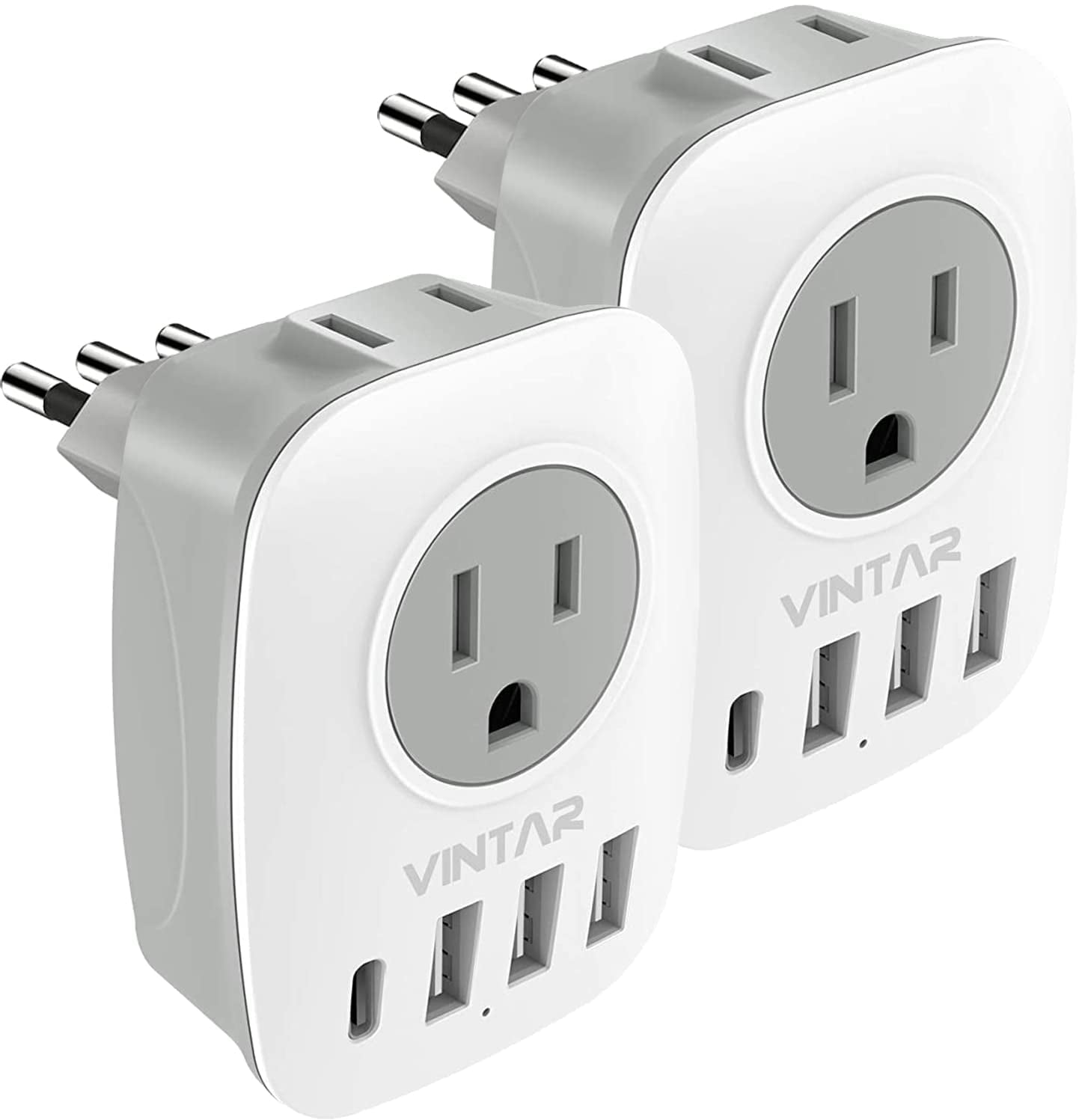 OREI American USA To European Schuko Germany Plug Adapters CE Certified  Heavy Duty - 2 Pack (GS20)