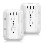 VINTAR Outlet Surge Protector, 6 Multi Plug Outlet with 3 USB Ports, 900J Outlet Adapter, Outlet Extender, Wall Adapter Spaced for Home Travel Office2U+1C, 2 Pack Electrical Outlets