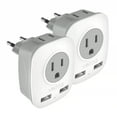 thumbnail image 1 of [2-Pack] European Travel Plug Adapter, VINTAR International Power Adaptor with 2 USB Ports,2 American Outlets- 4 in 1 Outlet Adapter,Travel Accessories to Italy,Greece,Israel,France, Spain (, 1 of 6