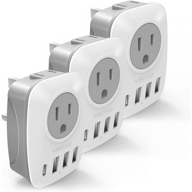 VINTAR UK Ireland Travel Plug Adapter, US to UK Plug Adapter,International  Power Adaptor with 1USB C, 2American Outlets and 3USB Ports, 6 in 1 Type G Plug  Adapter(3 Pack) 