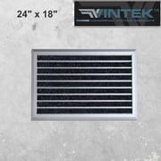 VINTEK ALUM 101 Aluminum Non-Slip Entrance Door Mat 1/2 Thick Scraper Metal Floor Mat with Carpet Inserts and Beveled Edges Inside/Outside Entryway Rug for Home or Commercial Use