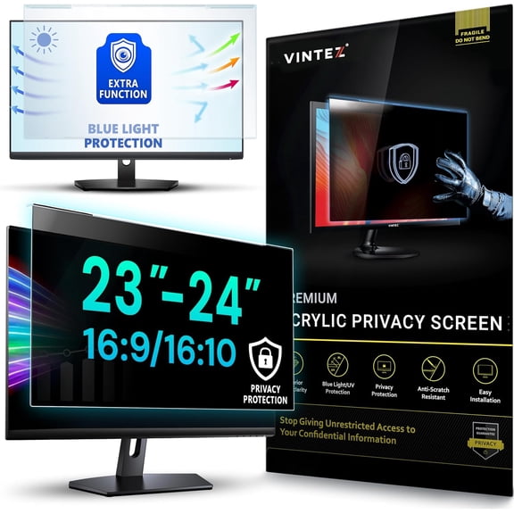 VINTEZ Universal Acrylic 23, 23.6, 23.8, 24 Inch Computer Privacy Screen Filter for Widescreen Computer Monitors - 21.2" x 13.4" (541 x 342 mm) - Monitor Frame Hanging Type