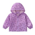 thumbnail image 1 of VINUSL Windbreakers for Toddlers Floral Lightweight Hooded Rain Jacket Waterproof Zipper Outdoor Rain Coats with Pocket Purple,12 Months, 1 of 4