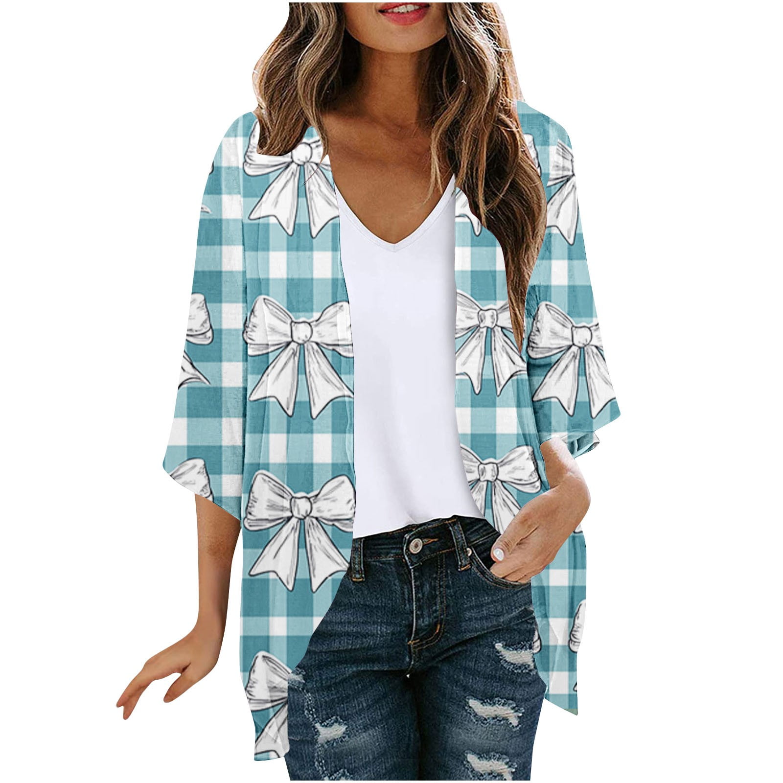 Cardigan Floreale Kimono Da Donna In Chiffon - Copricostume Bohémien Con Maniche A Sbuffo, Leggero E Aperto Per L'Estate - 3