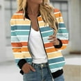 thumbnail image 1 of VINUSLI Bomber Jackets Women Spring Stripes Jackets for Women,2024 Full Zip Bomber Jacket Lightweight Fall Winter Coats Long Sleeve Oversized Windbreaker Light Blue,L, 1 of 5
