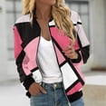 thumbnail image 1 of VINUSLI Bomber Zipper Jacket Women,Jackets for Women,2024 Full Zip Bomber Jacket Lightweight Fall Winter Coats Long Sleeve Oversized Windbreaker Hot Pink,XL, 1 of 5