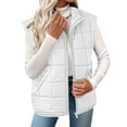 thumbnail image 1 of VINUSLI Bubble Vest Women Puffer - Sleeveless Zip Up Stand Collar Outerwear Quilted Vests Winter Plain Jacket with Pockets White,XXL, 1 of 6