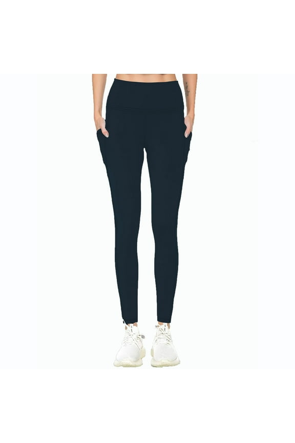 Cargo Yoga Pants Women Butt Lifting High Waisted Body Shaping Leggings Tummy Control Stretchy Gym Workout Trousers Navy,M