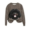 thumbnail image 1 of VINUSLI Christmas Sweaters for Women Ugly - Cute Dog Crewneck Xmas Sweater Long Sleeve Pullover Loose Fit Top Brown,M, 1 of 4
