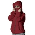 thumbnail image 1 of VINUSLI Hoodies with Zip for Women Balaclava Hoodie with Face Mask Double Layer Hooded Windproof Y2K Jackets Wine,XXL, 1 of 9