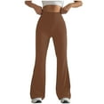 thumbnail image 1 of VINUSLI Flare Yoga Pants for Women Plus Size Wide Leg High Waisted Stretchy Bell Bottoms Sweatpant Bootcut Workout Trendy Running Gym Pant Brown,L, 1 of 4