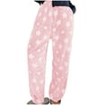 thumbnail image 1 of VINUSLI Fleece Lined Women Pants Fuzzy Fluffy Star Graphic Warm Lounge Pajama Pant Pj Bottoms Sleepwear Trousers Pink,XL, 1 of 5
