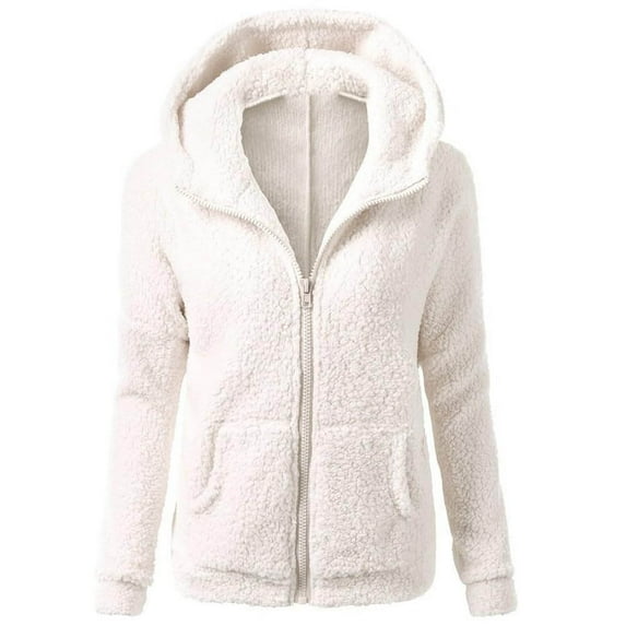 VINUSLI Girls Full Zip Hoodie Solid Fleece Trendy Lightweight Hoodies Sweatshirts with Pocket Long Sleeve Fall Winter Jacket Coat White,9-10Years