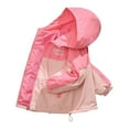 thumbnail image 1 of VINUSLI Girls Rain Jackets Waterproof with Hood Color Block Zip Trendy Windbreaker Rainjacket Outwear Lightweight Outdoor Raincoats with Pockets Pink,5 Years, 1 of 9