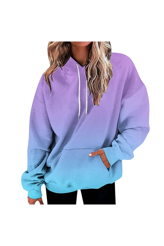 Hoodies for Women Funny Oversized Pullover Plus Size Colorful Drawstring Hoodie Y2K Sweatshirt with Pocket Light Blue,XXXL