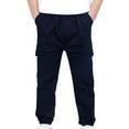 thumbnail image 1 of VINUSLI Kid Stretch Pant Cargo Solid Drawstring Elastic Waist Joggers Sweatpant Outdoor Multi Pocket Lightweight Pull On Pants Navy,13 Years, 1 of 8