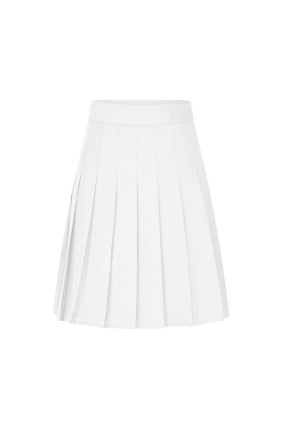 Kilt Skirt for Women Preppy High Waisted Plested Mini Skirts A-line Casual Basic Cheerleader Uniform Skirt White,S