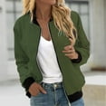 thumbnail image 1 of VINUSLI Lightweight Bomber Jackets Women,Womens Bomber Jacket Coat Solid Color Casual Stand Collar Zip Up Fall Fashion Jackets Outfits with Pockets Army Green,S, 1 of 5