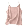thumbnail image 1 of VINUSLI Linen Cropped Top Women Spaghetti Strap Sleeveless Camisole Vests Loose Fit Plus Size Lightweight Gauze Halter Pink,XXXXL, 1 of 6