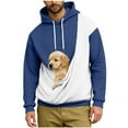 thumbnail image 1 of VINUSLI Men Sweatshirts Hoodies Kangaroo Pocket Dog Pouch Hoodie Pet Carrier Pullover Animal Holder Color Block Top Blue,XXL, 1 of 5