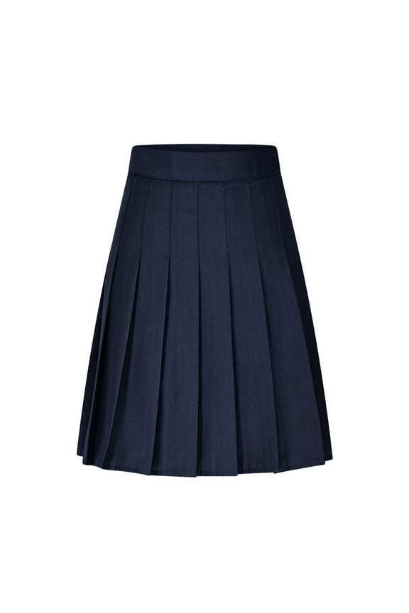 Mid Thigh Skirts for Women Preppy Plus Size Plested Mini Skirts A-line Casual Basic Cheerleader Uniform Skirt Navy,M