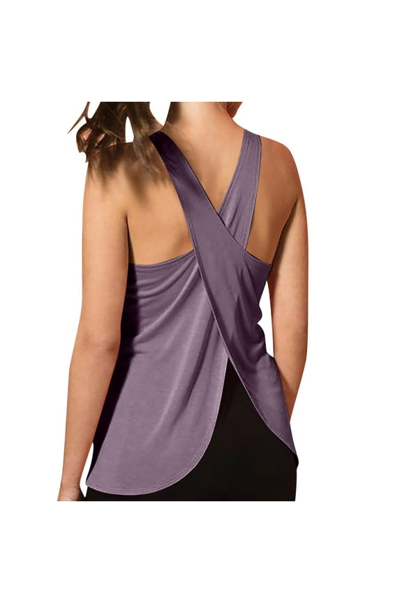 Padded Tank Tops for Women Workout Athletic Cross Backless Moisture Wicking Vests Open Back Running Gym Yoga Shirts 2026 Red,M