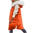 thumbnail image 1 of VINUSLI Plus Size Long Puffer Vest Women - Faux Fur Hood Oversized Quilted Sleeveless Vests Zipper Padded Down Jacket Orange,XXXXL, 1 of 9