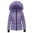 thumbnail image 1 of VINUSLI Puffer Jacket Womens Hood Quilted Thicken Warm Ski Down Jackets Faux Fur Trim Zip Up Waterproof Outdoor Comfy Coats Purple,XL, 1 of 6