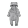 thumbnail image 1 of VINUSLI Rompers Baby Boy Fleece Hooded Footed Jumpsuits Bear Ears Zip Up Fuzzy Long Sleeve Winter Thermal Onesies Outfit Gray,0 Months, 1 of 4