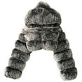thumbnail image 1 of VINUSLI Short Faux Fur Coat for Women Zipper Up Hooded Shaggy Warm Elegant Long Sleeve Winter Plus Size Cropped Furry Jacket 2025 Dark Gray,XXXL, 1 of 3