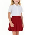 thumbnail image 1 of VINUSLI Uniform Skirt Girls Back To School Pleated Scooter Skirts with Under Shorts Pull On Tennis Elastic Waist Skorts Dress Red,2-3Years, 1 of 7