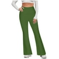 thumbnail image 1 of VINUSLI Wide Legged Yoga Pants Women Lightweight Bell Bottoms High Waisted Workout Leggings Pull On Stretchy Bootcut Solid Flare Pant Green,XL, 1 of 6