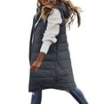 thumbnail image 1 of VINUSLI Women Lightweight Puffer Vest Packable Long Winter Coat Zip Up Quilted Jackets Hooded Sleeveless Plus Size Warm Vest 2025 Dark Gray,XXXXL, 1 of 8