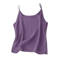 thumbnail image 1 of VINUSLI Women Linen Top Spaghetti Strap Sleeveless Camisole Vests Summer Loose Fit Light Weight Gauze Halter Purple,XXXL, 1 of 6