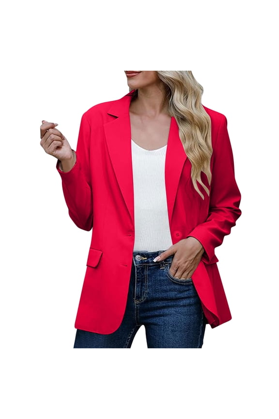 Women's Blazers for Women Trendy Business Jackets Long Sleeve Open Front Cardigan Work Suit Fall Fashion Professional Clothes 2024 Office Attire Jacket,Hot Pink,XXL