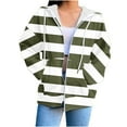 thumbnail image 1 of VINUSLI Women's Striped Color Block Zip Up Hoodie Fleece Lined Hooded Jacket Casual Long Sleeve Sweatshirt for Fall and Winter Spring 2025 Army Green,XXL, 1 of 5