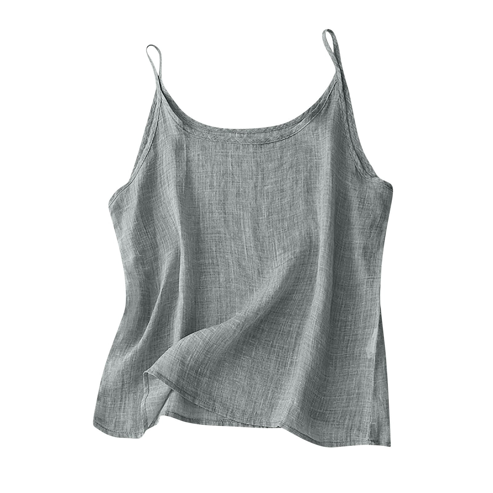 VINUSLI Womens Linen Summer Tops Spaghetti Strap Sleeveless