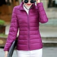 thumbnail image 1 of VINUSLI Womens Puffer Coat for Women Down Jacket Lightweight Packable Duck Down Quilted Stand Collar Zipper Cropped Puffer Jackets 2024 Purple,M, 1 of 4