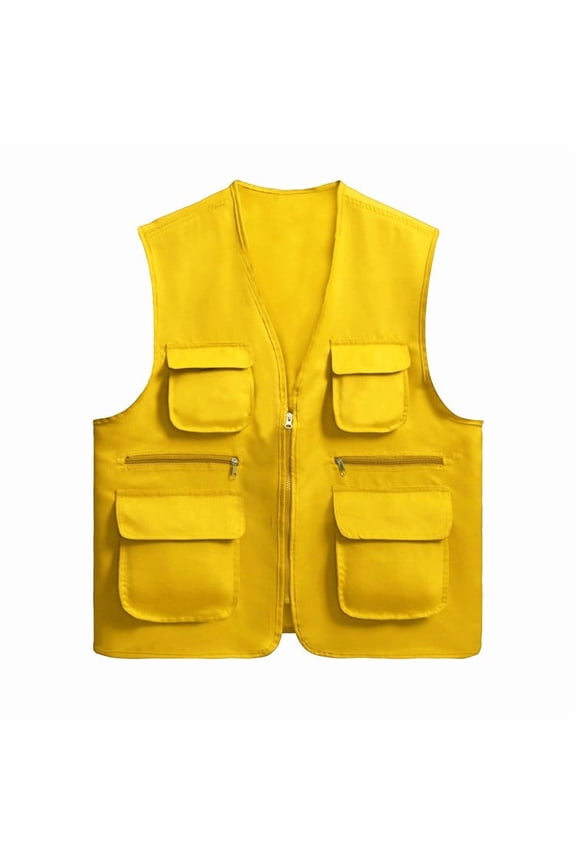 Womens Work Out Tank Tops Zip Up Mesh Safety Vests Casual Running Sleeveless Jackets with Pockets Yellow,M