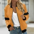 thumbnail image 1 of VINUSLI Womens Zip Up Bomber Jackets,Womens Bomber Jacket Coat Solid Color Casual Stand Collar Lightweight Fall Fashion Jackets Outfits with Pockets Yellow,XXL, 1 of 5